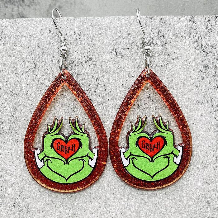 Wholesale Acrylic Christmas Earrings Red Santa Hat Tree Pendant Fashion Accessory MOQ≥2