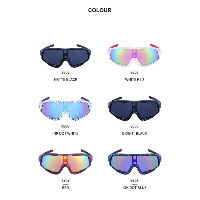 Wholesale  Colorful Sports Riding Glasses Men's Trendy Connected Lens shades Outdoor Sports Sunglasses Women's Advanced Sense
