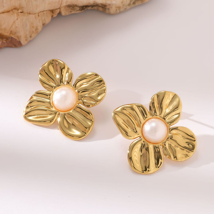 Wholesale Versatile and sophisticated titanium steel flower earrings