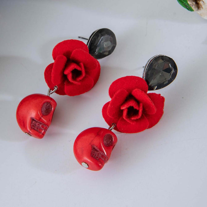 Wholesale Skull Bow Earrings Alloy Spray Paint Fashion Accessory MOQ≥2