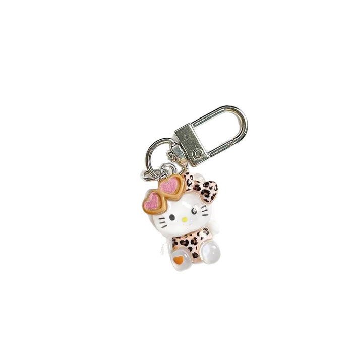 Wholesale Translucent Leopard Print Keychain Silver School Bag Pendant