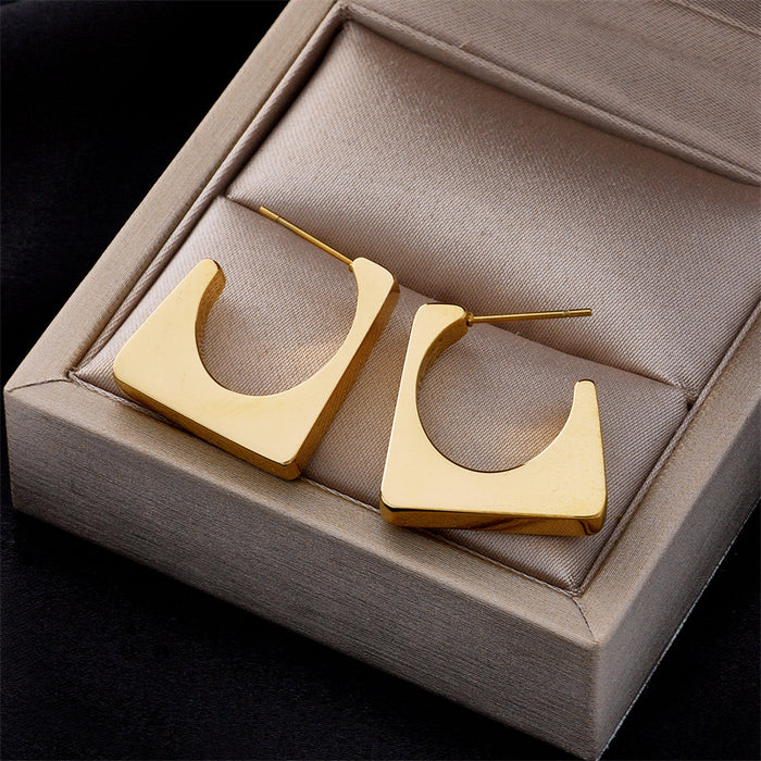 Wholesale  geometric niche design irregular titanium steel  temperament earrings