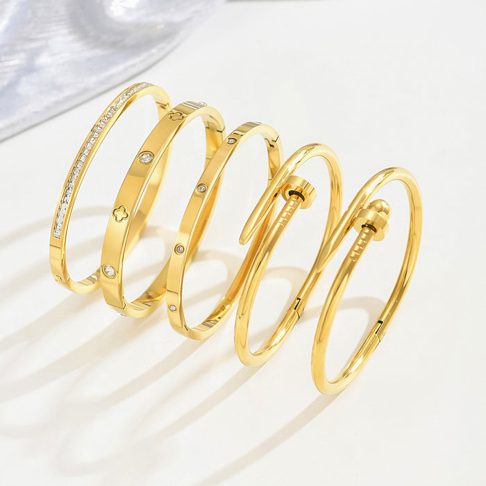 Wholesale Gold-Plated Stainless Steel Bracelet with Diamonds