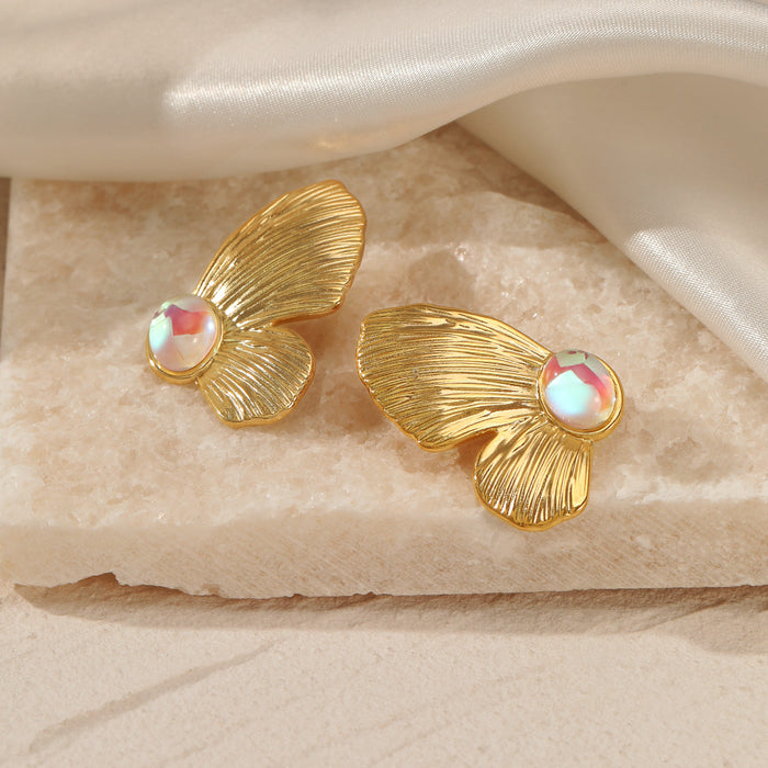 Wholesale Butterfly Symmetrical Stainless Steel Earrings, Personalized Fashion, Exaggerated Design, Titanium Steel Earrings