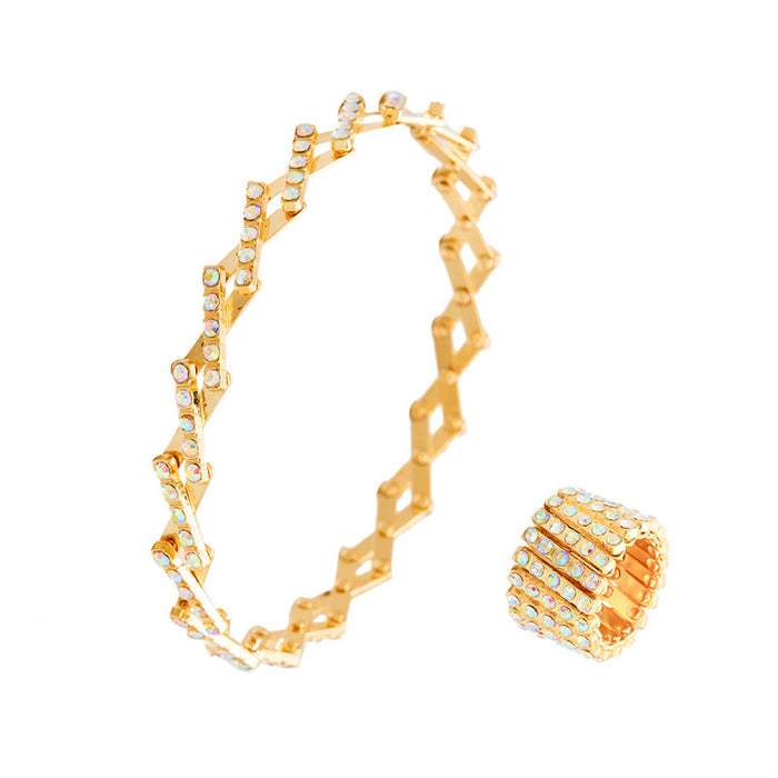 Wholesale five-row Diamond telescopic ring a two-piece ring deformable bracelet