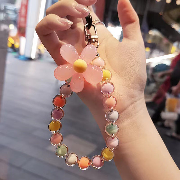 Wholesale beads mobile phone lanyard Japanese handmade beaded flower mobile phone chain