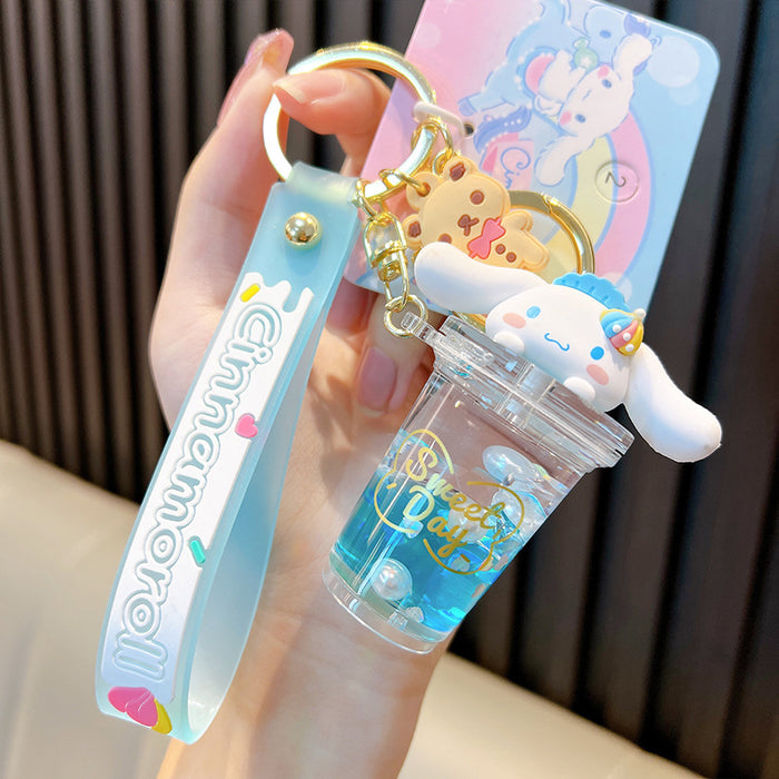 Wholesale Acrylic Cartoon Oil Quicksand Bottle Keychain JDC-KC-WoA035