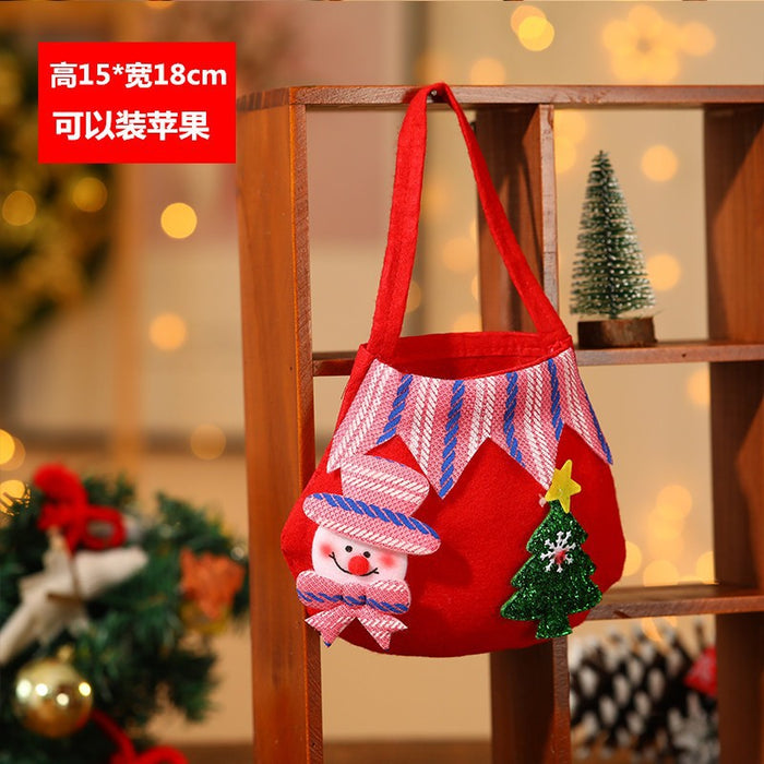 Wholesale Christmas Neck Gift Bag Happy Decal Flower Handbag Candy Bag Cartoon Children' s Handbag Apple Bag Gift Bag
