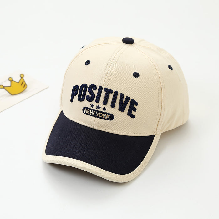Wholesale Trendy Embroidered Letter Children S Baseball Cap Unisex Outdoor Sun Hat With Curved Brim Dark Blue Beige