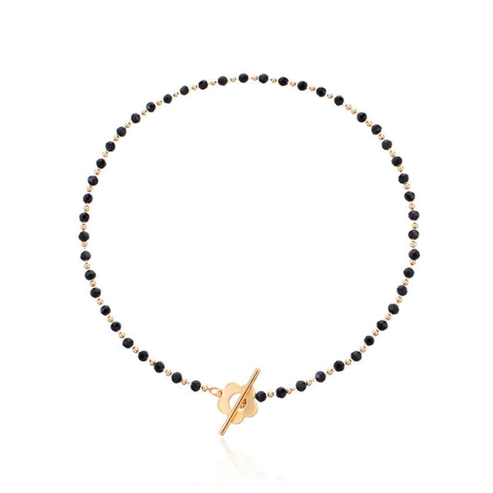 Wholesale New Jewelry Colored Crystal Glass Bead Chain OT Buckle Necklace Neck Chain Collar