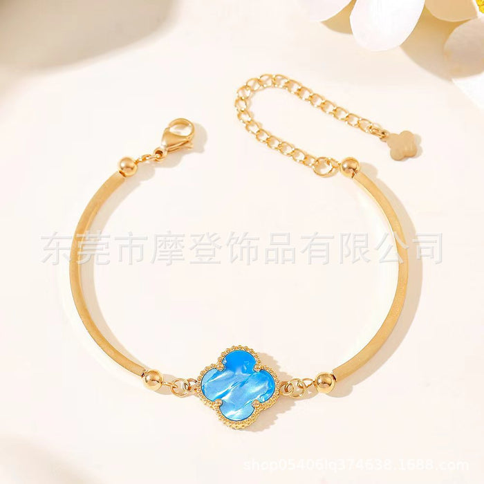 Wholesale titanium steel four-leaf clover bracelet JDC-BT-Modeng001