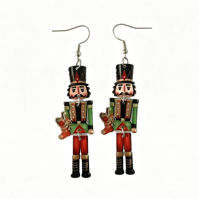 Wholesale Trendy Nutcracker Christmas Soldier Acrylic Earrings 3 Piece Set Holiday Jewelry Accessory