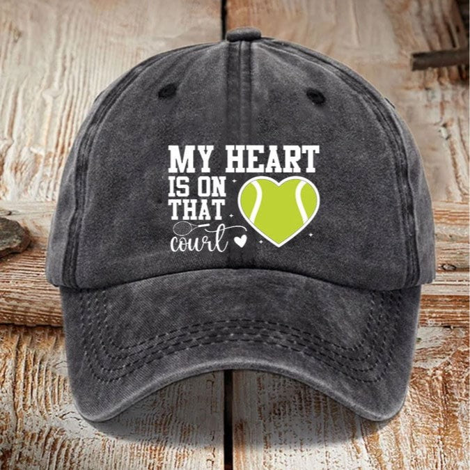 Wholesale Tennis Graphic Washed Baseball Cap Embroidered Trendy Breathable Casual Hat Fashion Accessory