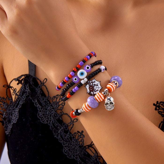 Wholesale  bracelet for women with funny skull and pumpkin pendant and rice beads set