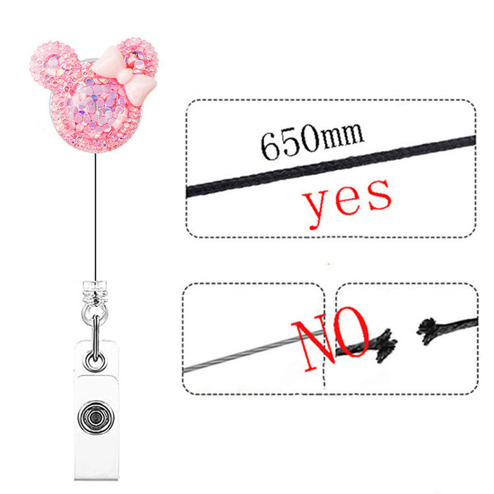 Wholesale Bow Knot Crystal Acrylic Sequins Retractable Keychain JDC-KC-QiD001