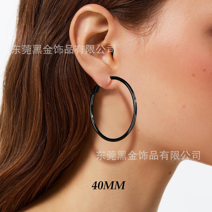 Wholesale Stainless Steel Large Round Wire Earrings JDC-ES-HeiJ001