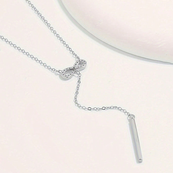 Wholesale Simple and fashionable artificial zircon rectangular pendant necklace, jewelry necklace