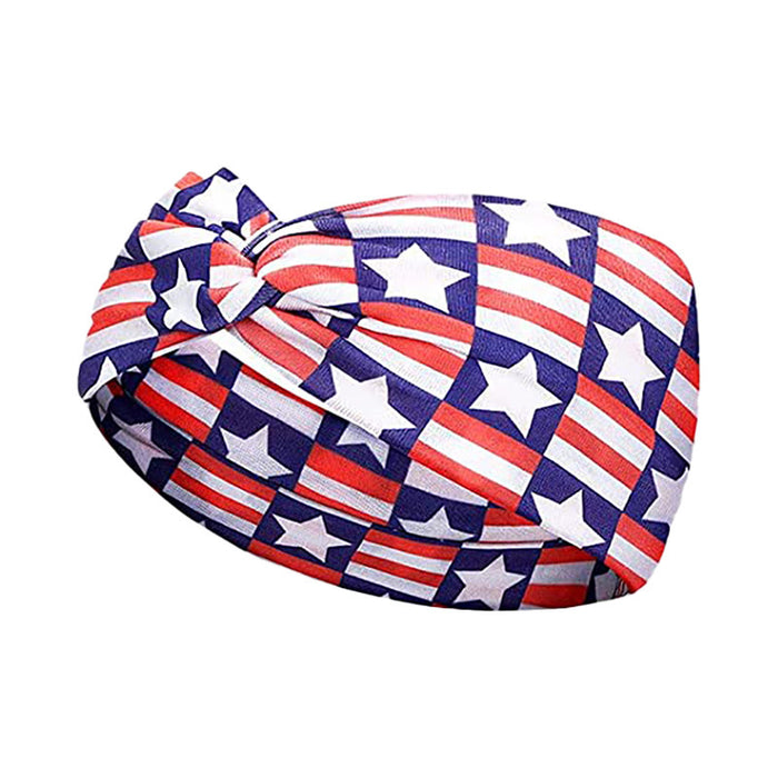 Wholesale 2PCS American Flag Independence Day Stars Knotted Sweat Absorbent Sports Bundle Fabric Headband JDC-HD-YunQ001