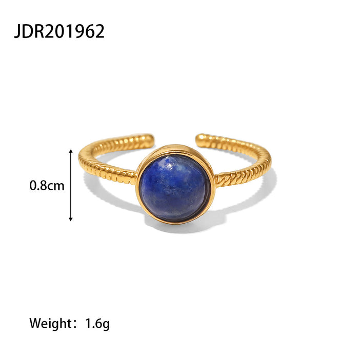 Wholesale Natural stone ring, versatile gemstone bracelet, titanium steel open ring
