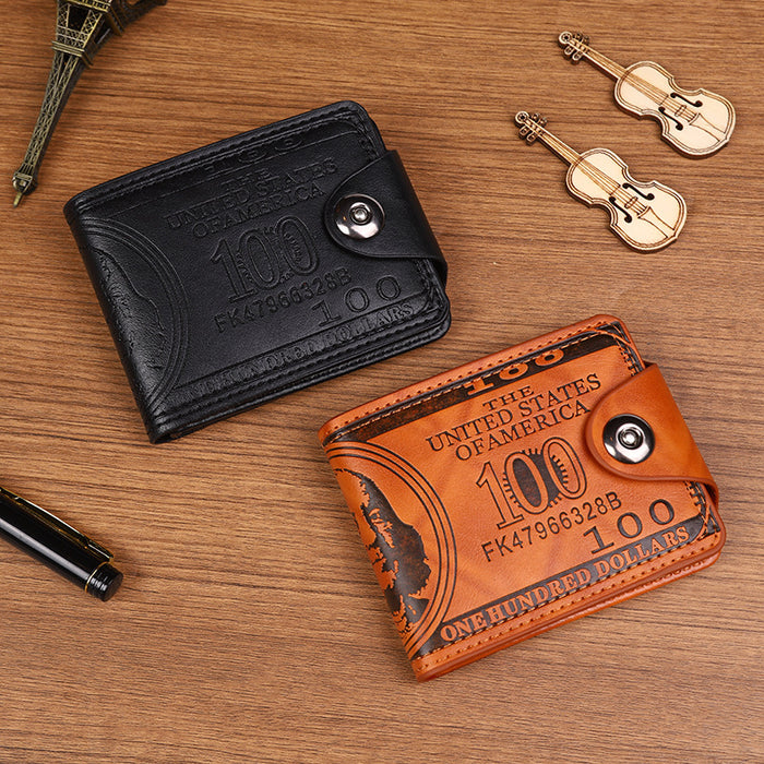 Wholesale Vintage PU Leather Wallet with US Dollar Pattern and Multi-Card Slots MOQ≥2