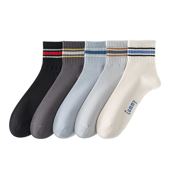 Wholesale New boneless sports socks, sweat absorbing and breathable short tube socks, striped letter college style cotton socks