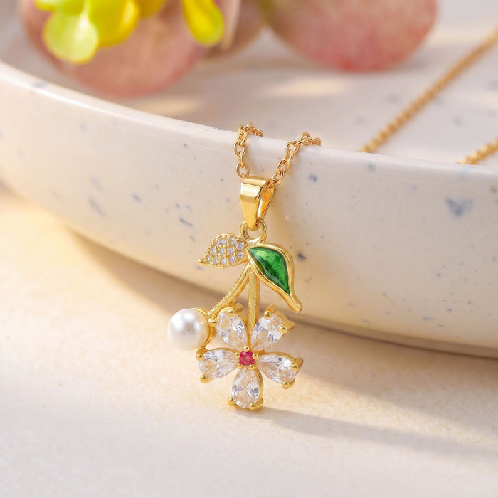 Wholesale Flower Butterfly Pendant Necklace Titanium Steel Gold Plated Jewelry Accessory