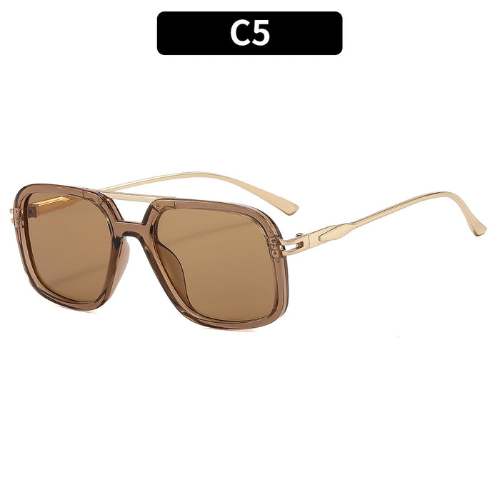 Wholesale Chic Retro Double Bridge Sunglasses for Women UV400 Large Frame Black Gray Sun Protection Fashion Accessory