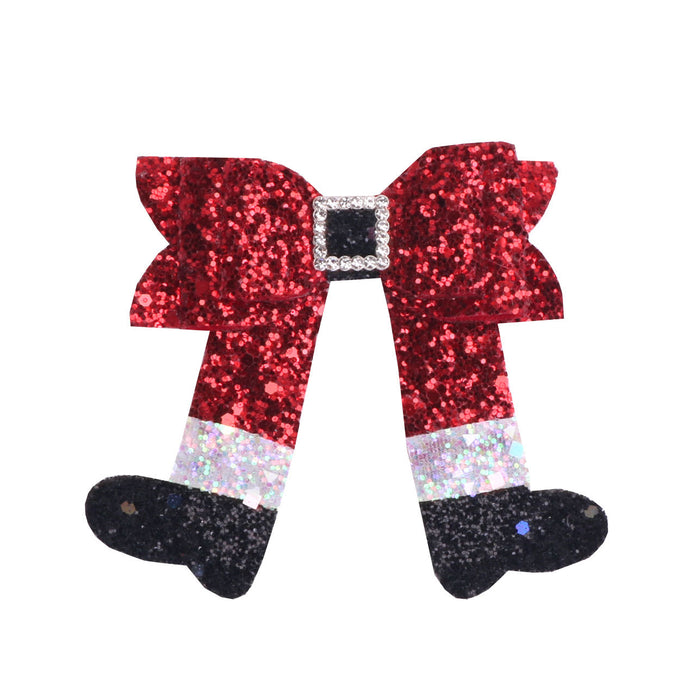 Wholesale Christmas Boots Bow Fabric Hairpin JDC-HC-Bais001