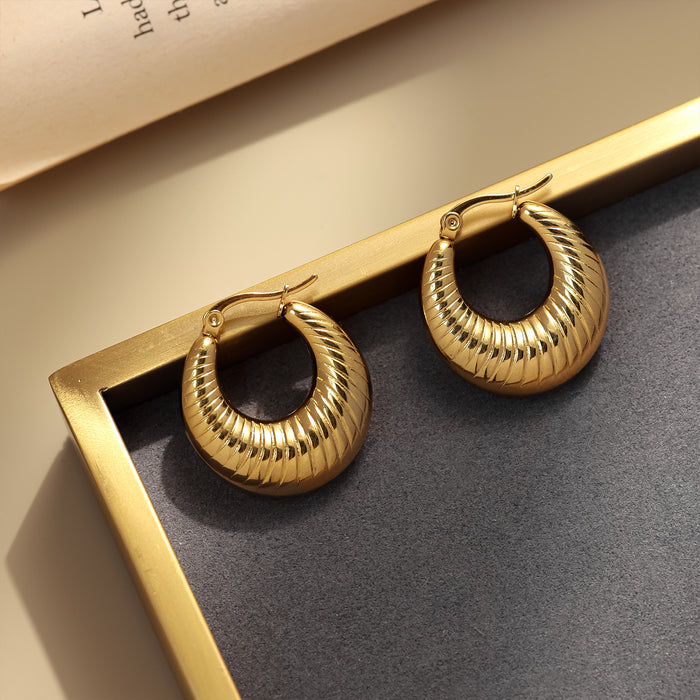 Wholesale Stainless steel geometric solid smooth earrings are fashionable, simple, and high-end ear loops and accessories