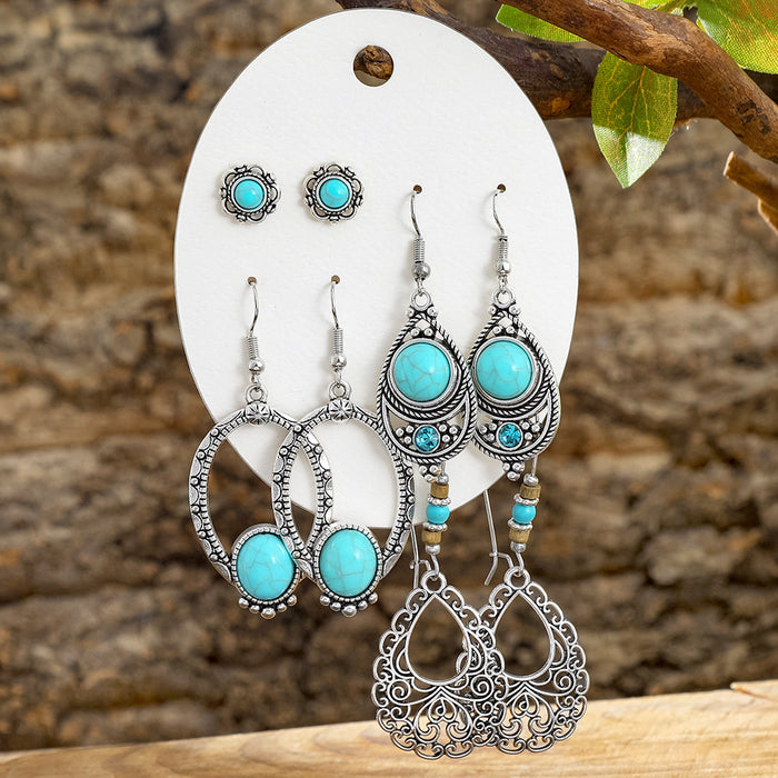 Wholesale Alloy Tassel Earring Set Retro Ethnic Style Bohemian Jewelry Accessory MOQ≥2