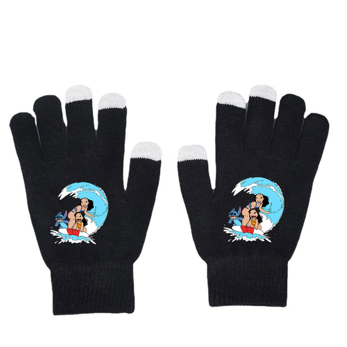 Wholesale Solid Color Printed Black Knitted Gloves JDC-GS-WuDuomei001