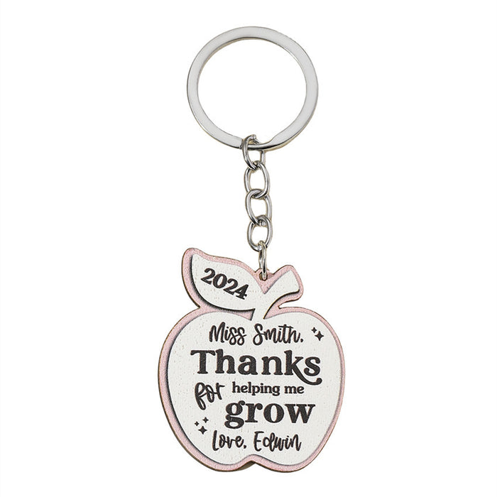 Wholesale Graduation Season Apple English Letters Wooden Keychain JDC-KC-RongR008