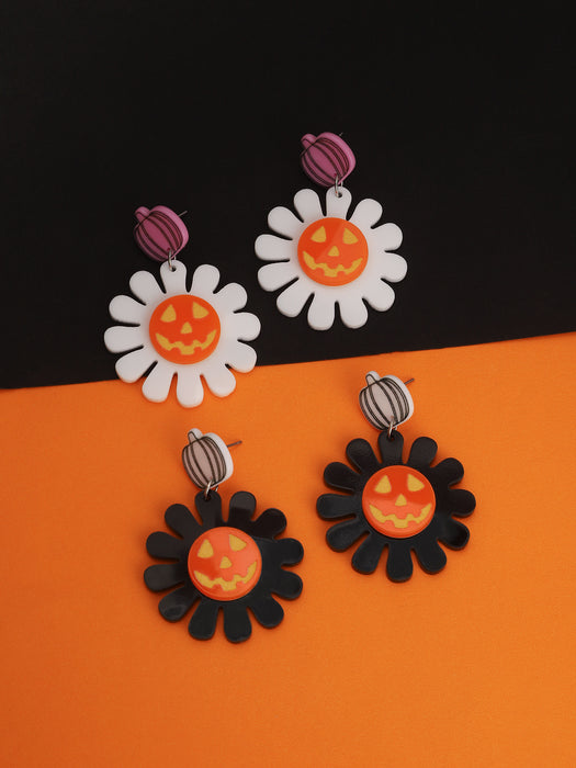Wholesale  Acrylic Earrings Pumpkin Skull Flower Earring Set Dark Gothic Style