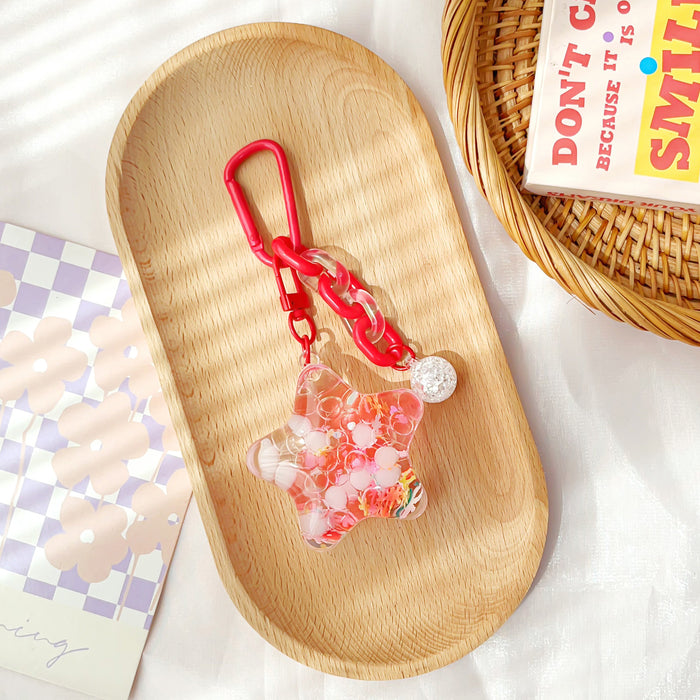 Wholesale Acrylic Star-Filled Liquid Glitter Keychain