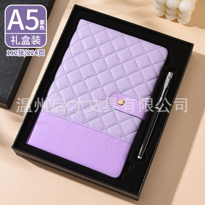 Wholesale Notebook Pu Spliced Rhombus Hand Ledger Creative High-Value Business Notepad