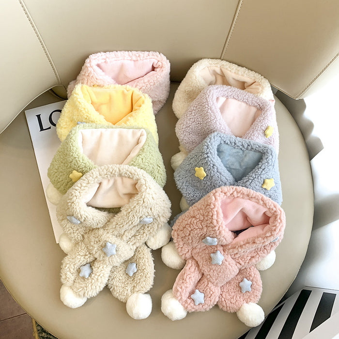 Wholesale Children's Scarf Winter Plush Cartoon Star Boys and Girls Kids Warm Neck Imitation Rabbit Fur Baby Scarf