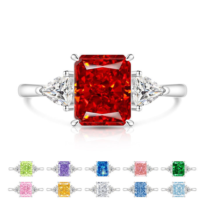Wholesale Ice Flower Cut Square Ring Copper Real Gold Plating High Carbon Diamond Look Jewelry Accessory for Resale