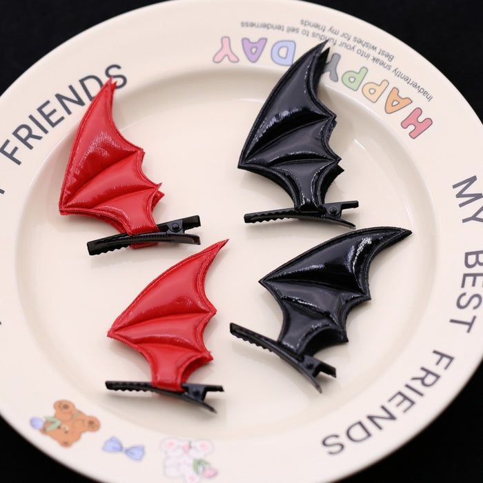 Wholesale Gothic Devil Wings Hair Clip Black Leather Duckbill Clip Lolita Hair Accessory For Party Boutique Resale