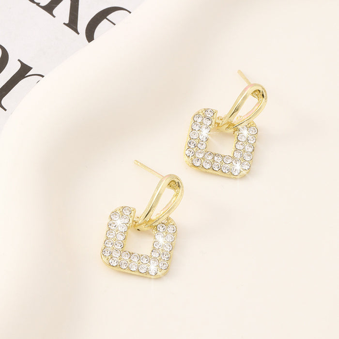 Wholesale New light luxury earrings with geometric diamond studded earrings, high-end and fashionable earrings wholesale