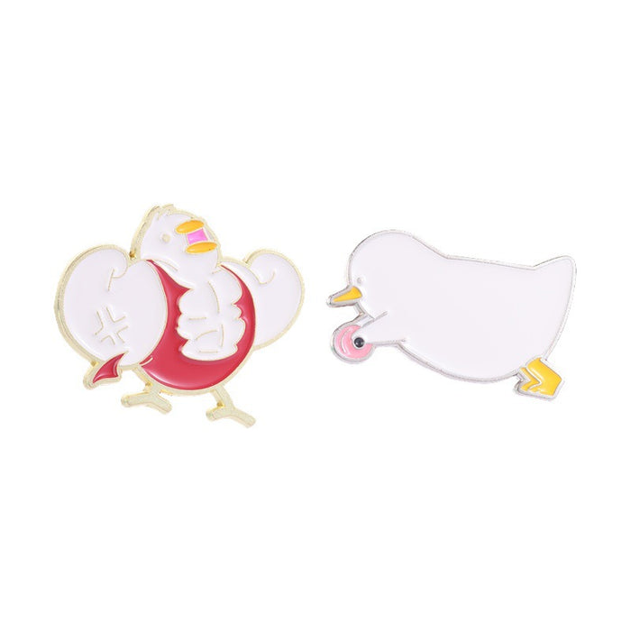 Wholesale Zinc Alloy Enamel Funny Duck Brooch Pin Cartoon Animal Badge Cute Fashion Accessory