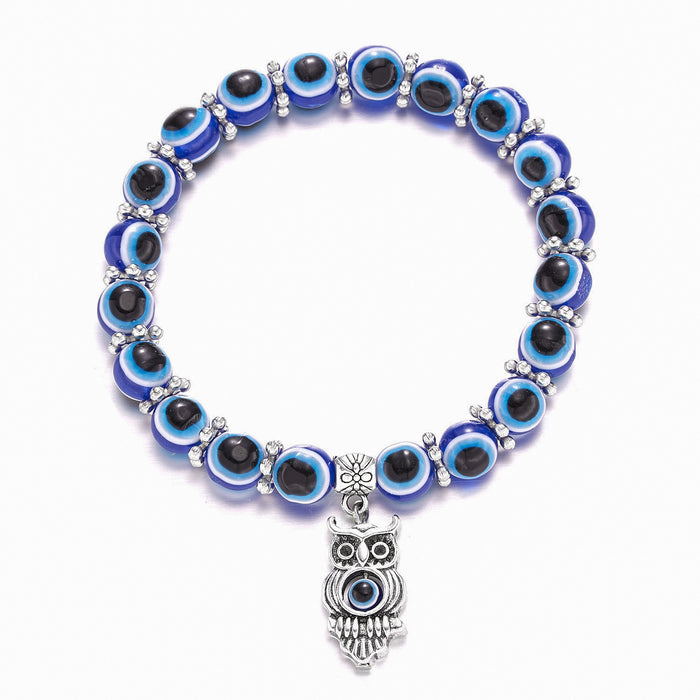 Wholesale Men's Devil's Eye Bracelet Butterfly Elephant Animal Pendant Resin Blue Eye Beads Palm Bracelet