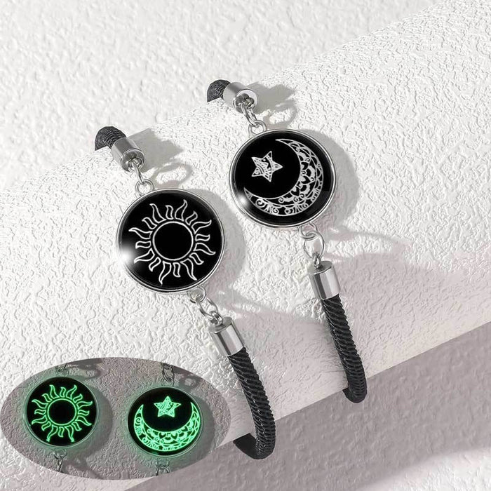 Wholesale Sun and Moon Lovers Time Gemstone Glowing Couple Bracelet