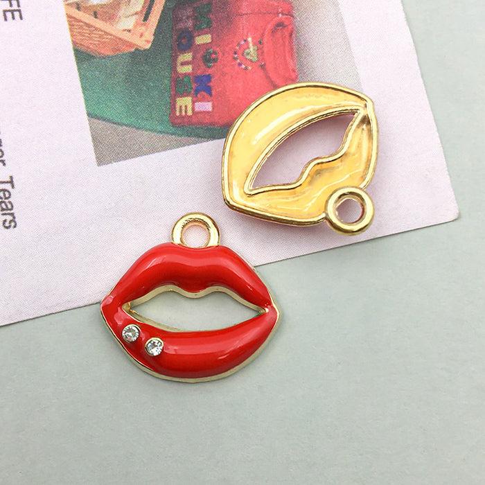 Wholesale DIY Red Oil-Drip Alloy Charms