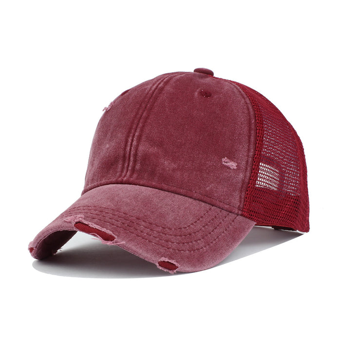 Wholesale Cotton Washed Baseball Cap Soft Top Mesh Cap JDC-FH-RongZ007