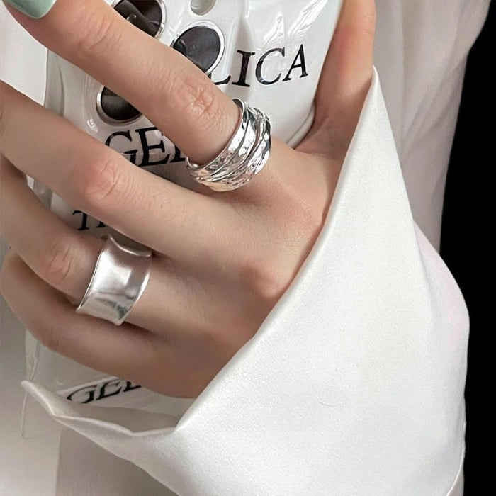Wholesale Exaggerated lines gold irregular teardrop ring set