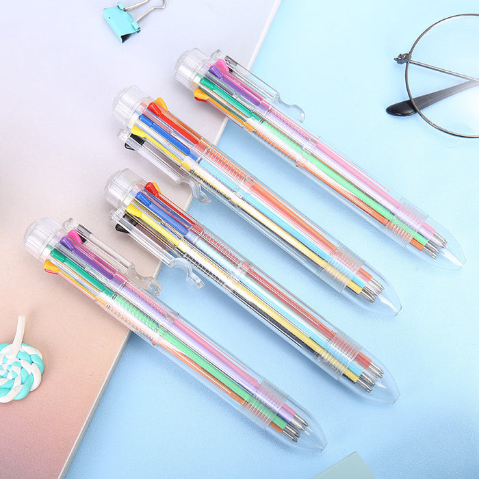 Wholesale Transparent colored eight-color ballpoint pen