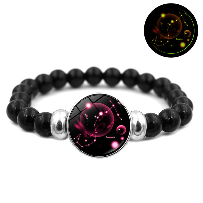 Wholesale Luminous Twelve Constellations Black Handmade Beaded Bracelet