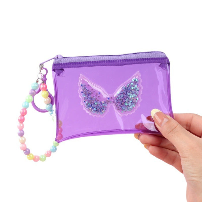 Wholesale PVC Transparent Wings Coin Purse Keychain Bag Charm Unisex Trendy Gift