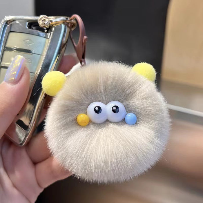 Wholesale Cute  fur ball key chain pendant coal ball schoolbag pendant