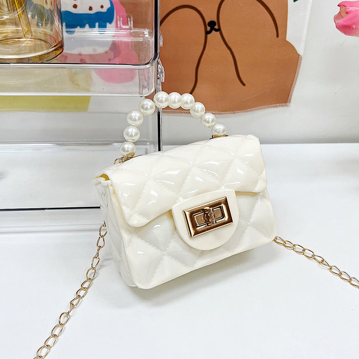 Wholesale PU Children's Pearl Pearl Hand-held Single Shoulder Crossbody Chain Bag JDC-SD-QiSheng006